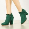 BLISSFUL STEP Women's Back to College Party Ruffle Pointed Toe Block Heel Ankle Boots - 2 of 4