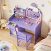 Kids Vanity, 2 in 1 Princess Makeup Vanity Desk Toddler Vanity Table & Chair Set with Open Bookshelf Storage Cabinet & Shelves for Girls - 4 of 4