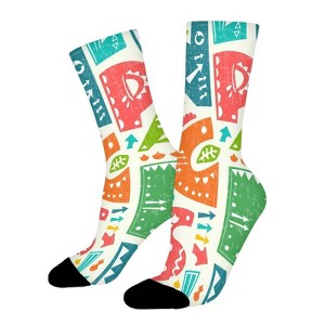 Colorful English Alphabet Letters Women Printed Crew Socks Funny Funky Socks Soft Polyester Novelty Gifts for Artists Men - 1 of 1