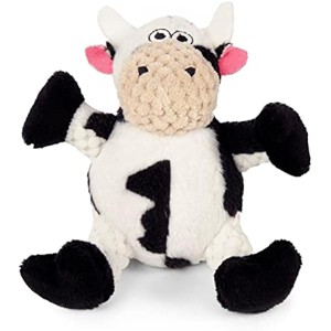goDog Checkers Just for Me Sitting Cow Squeaky Plush Dog Toy, Chew Guard Technology - White, Mini - 1 of 1