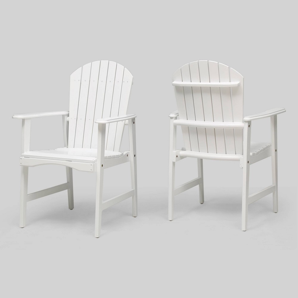 2pk Malibu Acacia Wood Adirondack Patio Dining Chairs White - Christopher Knight Home: Weather-Resistant, No Cushion