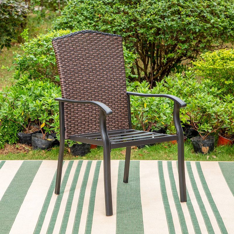 2pk Outdoor Steel Dining Chairs with Fan-Shaped Back &#38; Cushions Beige - Captiva Designs, 6 of 12