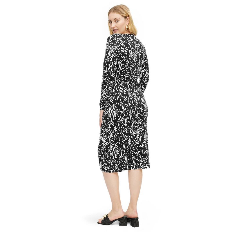 Women's Long Sleeve Midi Sea Spots Black Wrap Dress - DVF for Target, 3 of 13