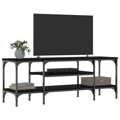CLIHOME Iron Large TV Stands and Consoles, Metal TV Storage Cabinet 2 Open Compartments