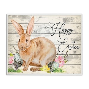 Stupell Industries Spring Floral Happy Easter Bunny, 14" x 11" - 1 of 4