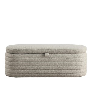 TiramisuBest 59.0" Storage Bench with Cotton Linen Grey - Storage Grey Fabric - 1 of 4