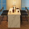 Set of 4 Bar Stools - PU Upholstered Counter Height w/Back & Footrest for Apartment, Counter Bar, Easy Assembly - 2 of 4