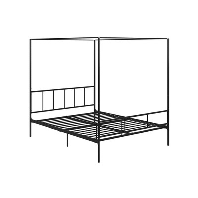 Marion Black Metal Queen Canopy Platform Bed with Headboard
