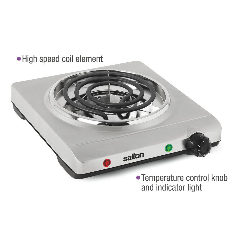 Salton Stainless Steel Portable Cooktop, 3 of 6