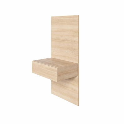 Natural Blonde Oak Floating Nightstand with Drawer