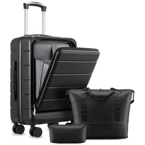Carry On Luggage With Laptop Compartment And Front Pocket, Airline Approved - Spinner Wheels, TSA Lock, Includes Toiletry Bag - 1 of 4