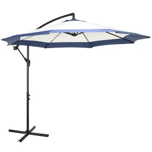 MOEPISY 10FT Cantilever Umbrella, Offset Patio Umbrella with Crank and Cross Base for Deck, Backyard, Pool and Garden, Hanging Umbrellas, Navy Blue - 1 of 4