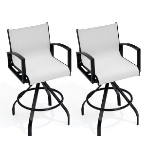 Crestlive Products Sunbrella Outdoor Swivel Bar Stools Aluminum Patio Counter Height Barstools Set of 2 - 1 of 4
