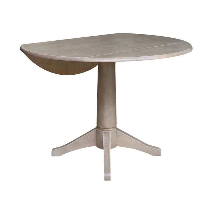 Alexandra Round Dual Drop Leaf Pedestal Table Washed Gray Taupe - International Concepts, 5 of 10