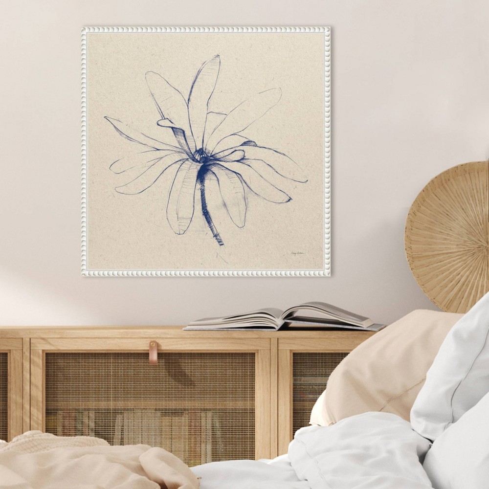 Photos - Other Decoration Amanti Art 22"x22" Modern Vintage Floral I Indigo by Avery Tillmon Framed Canvas Wall Art Print