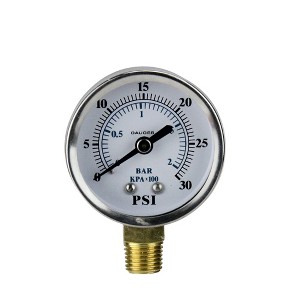 Pool Central Side Mount Stainless Steal Pressure Gauge 2.75" (50mm) - White/Silver - 1 of 2