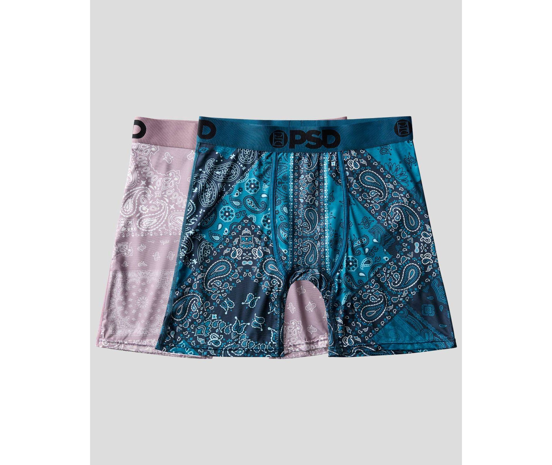 PSD Men's Paisley Maze Print Briefs - Teal/Mauve M
