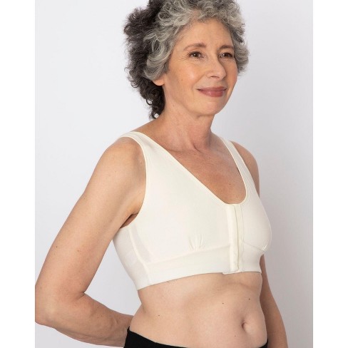 Post Surgical Comfortable Compression Front Closure Bra for Breast  Augmentation Implants Mastectomy Reconstruction Surgery White 