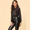 INSPIRE CHIC Women's Sequin Sparkle Front Zipper Cropped Bomber Jacket - 4 of 4