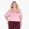Women's Strawberry Dessert Boxy Cropped Short Sleeve Graphic T-Shirt - Rose Pink - 2 of 3