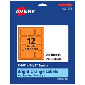 Avery Bright Orange Paper Labels, 2-1/8" x 2-1/8" Square - 1 of 4