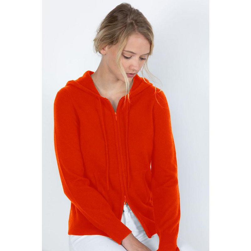 JENNIE LIU Women's 100% Pure Cashmere Long Sleeve Zip Hoodie Cardigan Sweater, 3 of 4