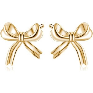 925 Sterling Silver Bow Stud Earrings for Women Teen Girls Small Ribbon Stud Earrings Bowknot - 1 of 4