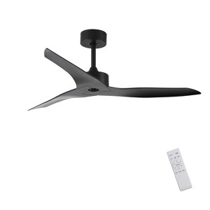 Duclsaty52" Outdoor Black Ceiling Fan No Light, 3 ABS Blades, 6-Speed DC Motor, Remote Control, Farmhouse Style, for Living Room/Bedroom/Kitchen - 1 of 4