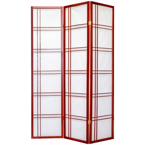 4 Panel Black Floral Accented Screen Room Divider With Wood Frame And Shoji  Paper : Target