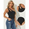 Allegra K Women's Leotard One Shoulder Ribbed Knit Slim Fit Tank Bodysuit - 2 of 4