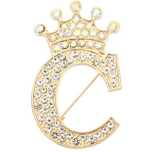 Unique Bargains Women Rhinestone Initial Alphabet Badges Pins and Clips - 1 of 4