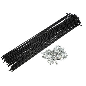 Unique Bargains 14G J Bend Bike Bicycle Spokes With Nipples Steel Black 40 Pcs - 1 of 4