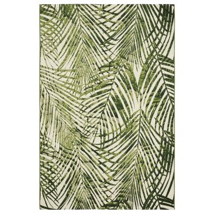 Captiv8e Designs Navarre Layered Tropical Palm Leaves Green/Ivory Indoor/Outdoor Area Rug - 1 of 4
