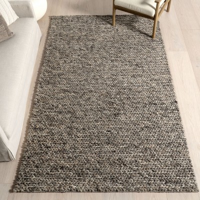 Gray Braided Wool and Cotton Handmade Area Rug 4x6