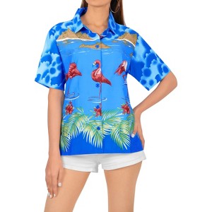 LA LEELA Button Down Shirt Casual Summer Beach Party Blouse Shirt Hawaiian Short Sleeve Vacation Dress Tops Blouses - 1 of 4