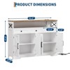 Farmhouse Buffet Cabinet With Drawers & Charging Station, Large Sideboard Buffet Storage Cabinet W/3 Drawers & Doors for Kitchen, Dining Room, White - 3 of 4