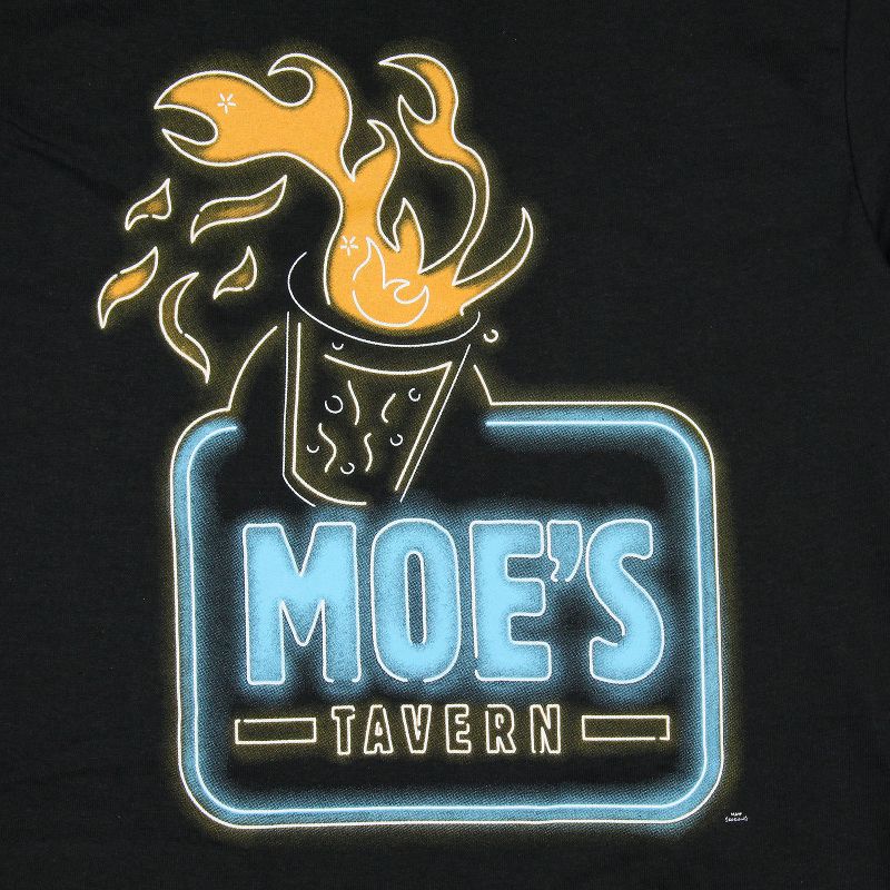 The Simpsons Shirt Men's Moe's Tavern Flaming Moe Neon Sign Logo T-Shirt Tee, 2 of 4