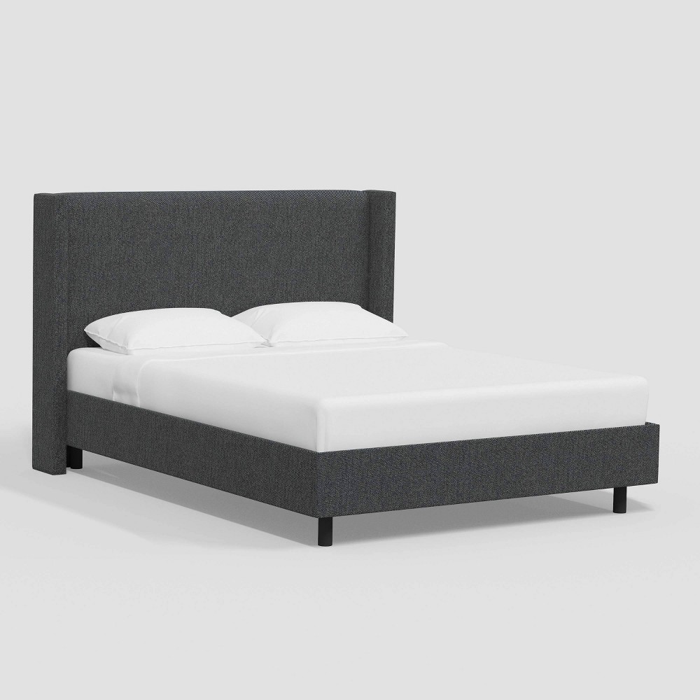 Photos - Wardrobe Twin Austin Wingback Platform Bed in Tweed Milsap Navy - Threshold™