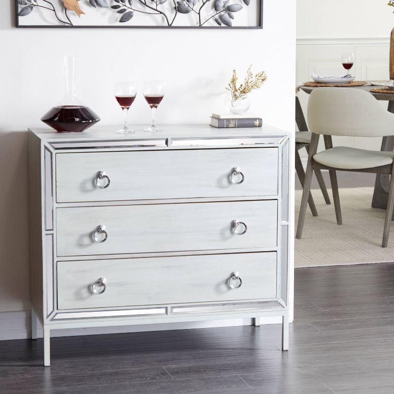 Glam Painted Wood and Mirror Chest White - Olivia &#38; May, 3 of 38