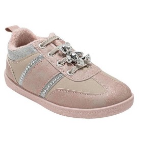 bebe Toddler Girls' Sneakers - Low Profile Toddler Shoes with Rhinestone Accents and Bear Charm - 1 of 4