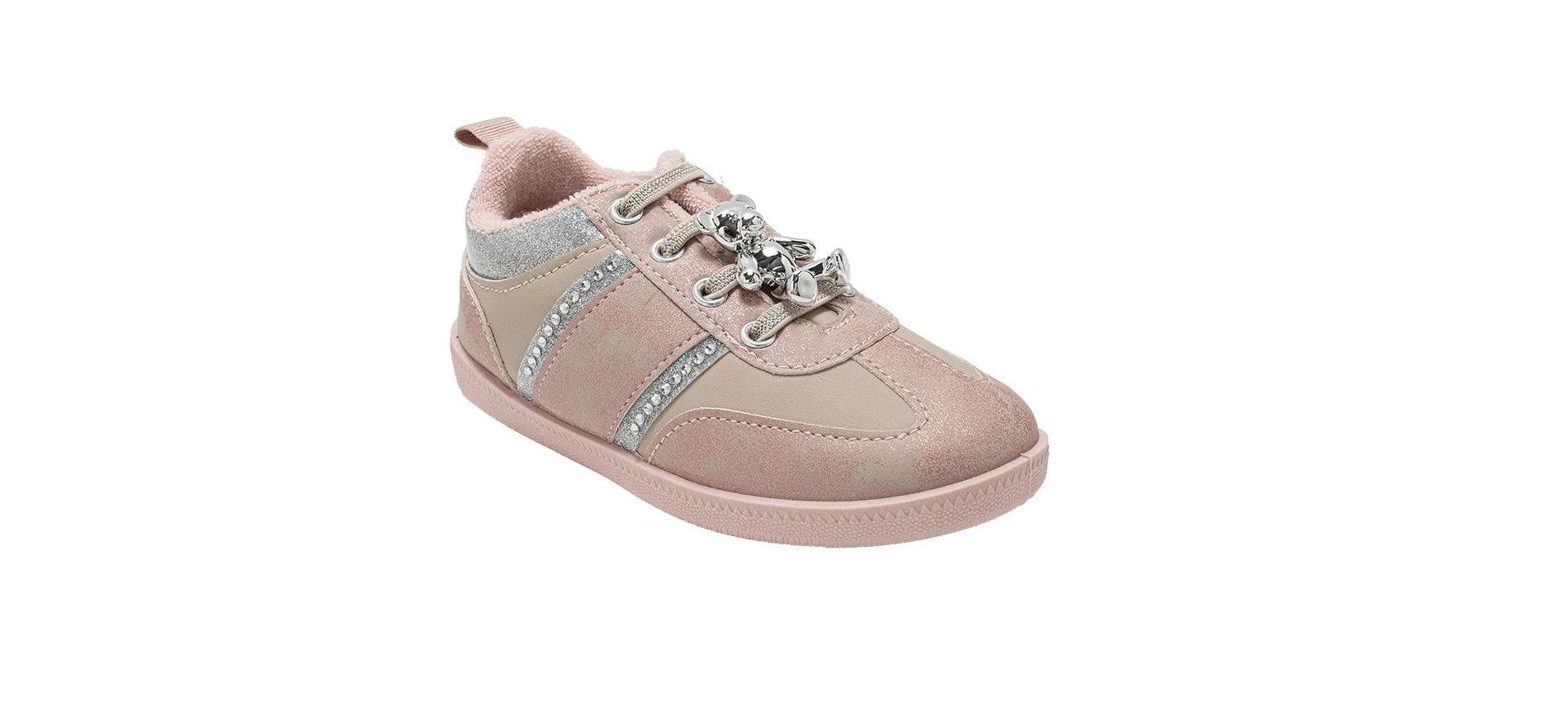 bebe Toddler Girls' Sneakers - Low Profile Toddler Shoes with Rhinestone Accents and Bear Charm