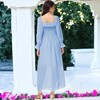 Anna-Kaci Women's Smocked Long Sleeve Swiss Dot Lined Maxi Tie Neck Square Detail Dress - 2 of 4