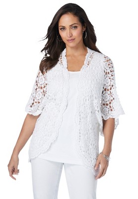Jessica London Women's Plus Size Crochet Cardigan