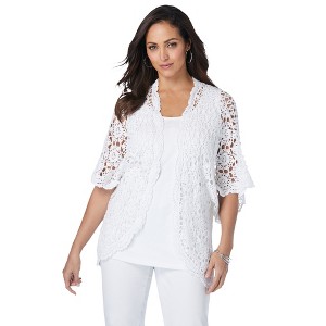 Jessica London Women's Plus Size Crochet Cardigan - 1 of 4