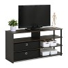Furinno Simple Design TV Stand Entertainment Center Hold up to 50" TV with Storage Shelves & 2 Bins,Walnut - 4 of 4