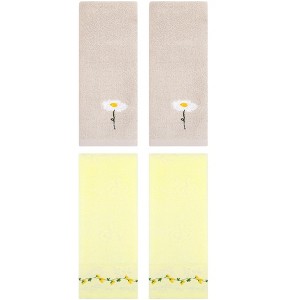 REGALWOVEN 4 Pcs Floral Soft Absorbent Decorative Hand Towel for Bathroom - 1 of 4
