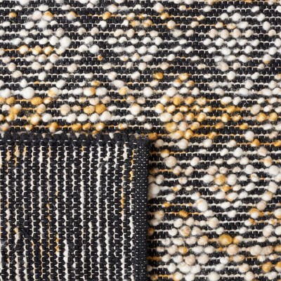 Ivory and Yellow Flat Woven Wool Round Area Rug