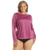 Sporti Sporti Women's Plus Size L/S Hybrid UPF 50+ Sun Shirt Black 3X - 2 of 4