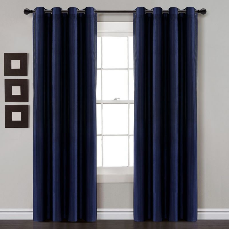 Home Boutique Insulated Grommet 100% Blackout Faux Silk Window Curtain Panel Navy Single 52X84, 1 of 2