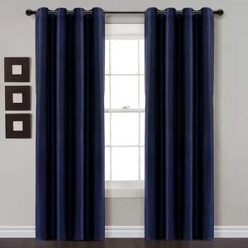 Home Boutique Insulated Grommet 100% Blackout Faux Silk Window Curtain Panel Navy Single 52X84